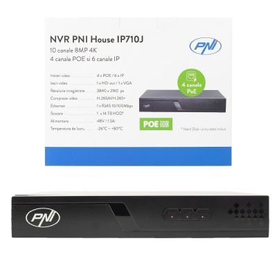 PNI-IP710J NVR POE PNI House IP710J, 10 canale 4k 8MP