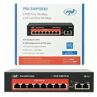 PNI-SWPOE82 Switch POE PNI SWPOE82 cu 8 portruri POE si 2 porturi 100MBPS