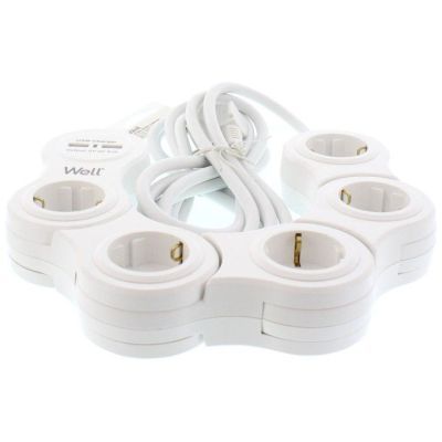 Prelungitor reglabil 5 prize 3M cablu 3x1.5mmp cu incarcator USB Well EXTSR-5S3M-USB-WL