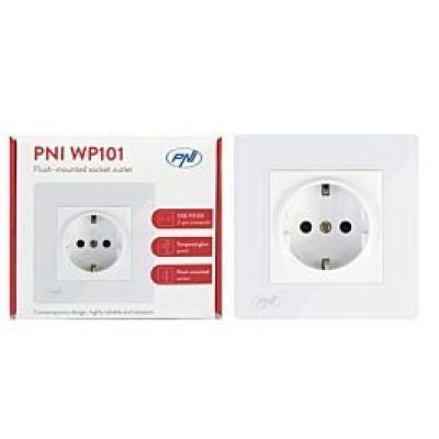 Priza simpla incastrabila cu rama din sticla PNI WP101