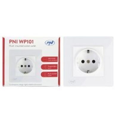 Priza simpla incastrabila cu rama din sticla PNI WP101