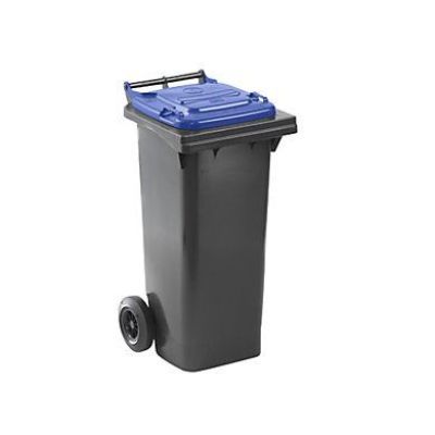 Pubela cu rotile Harplast, negru+albastru, 80 l