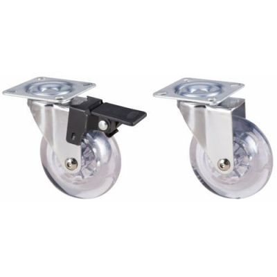 Roata pivotanta cu flansa din Pp transparent ptr mobilier 50xmm fara frana 677844 Roata pivotanta cu flansa din Pp transparent ptr mobilier 50xmm fara frana 677844