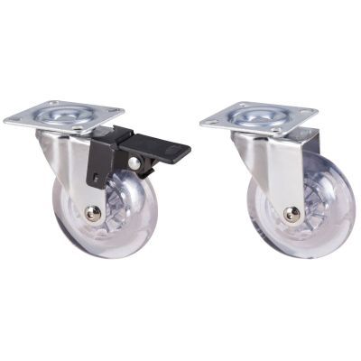 Roata pivotanta cu flansa din Pp transparent ptr mobilier 75mm fara frana 677845
