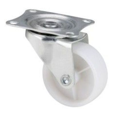 Roata pivotanta cu flansa din pvc alb pt mobilier d(mm)40 fara frana 678371