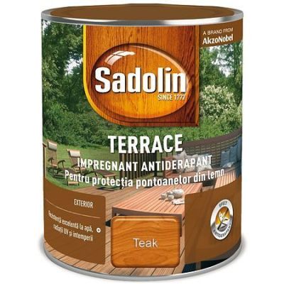 Impregnant antiderapant pentru lemn, Sadolin Terrace, alchidic, teck, 2.5 L