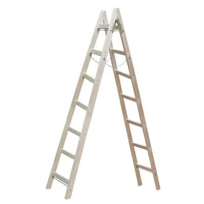 Scara dubla cu lant Evotools, 7 trepte, 2.5 m, Lemn