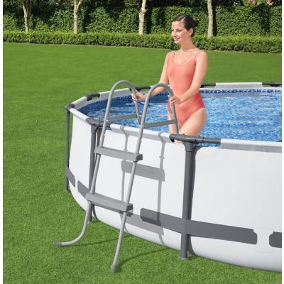 Scara piscina Bestway, otel, 84 cm, gri