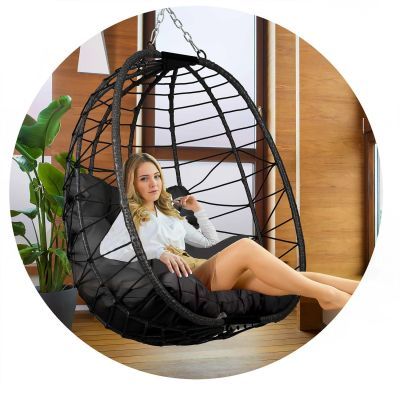 Scaun de gradina suspendat Tihuana negru + perne Sofotel negre 290303