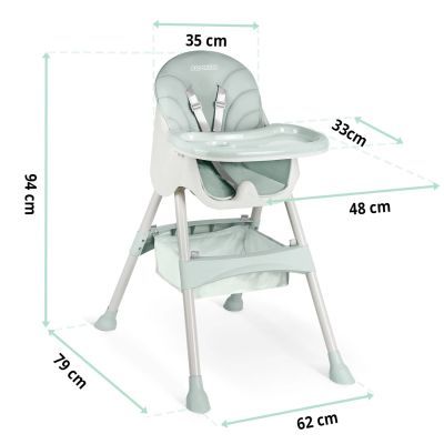 Scaun de hranire Milo cu masa, verde 700001