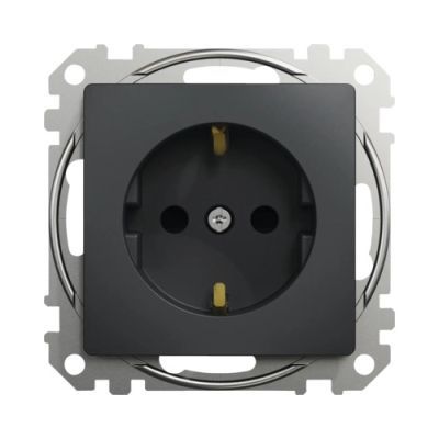 Sedna Design priza 2P+E cu obturatoare antracit