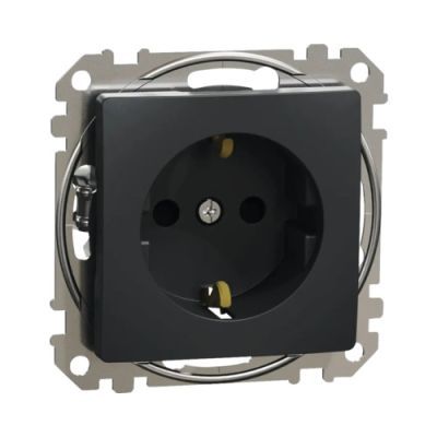Sedna Design priza 2P+E cu obturatoare antracit