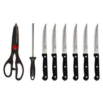 Set 11 cutite cu suport lemn, otel inoxidabil 151170