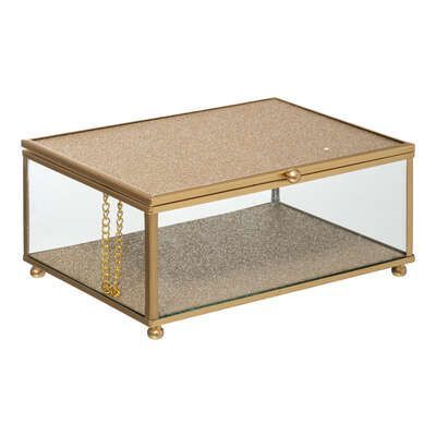 Set 3 cutii de bijuterii din sticla si metal auriu 21 x 16 x 10 cm 176405