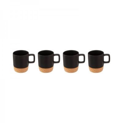 Set 4 cesti de 12cl din bambus si ceramica neagra 176953