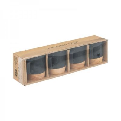 Set 4 cesti de 12cl din bambus si ceramica neagra 176953 Set 4 cesti de 12cl din bambus si ceramica neagra 176953