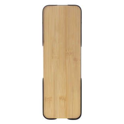 Set 4 piese pentru servire aperitiv, suport din Bambus cu cadru metalic Negru, 30x10x6 cm 160740