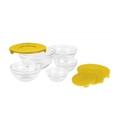 Set 5 boluri de sticla cu capac galben VN-GB1401Y-SET