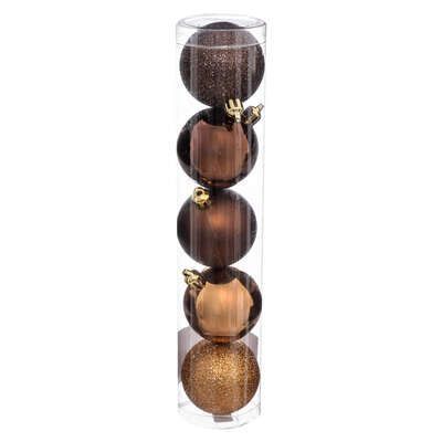 Set 5 globuri de Craciun 5 cm maro 129221md