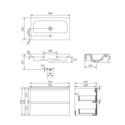 Set b818 Moduo in 80 antracit S801-473-DSM