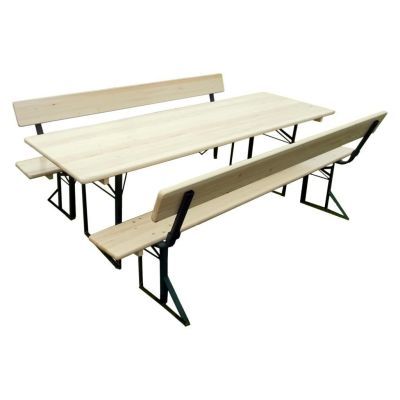 Set berarie STANDARD cu spatar din lemn masiv de rasinos 220x70 cm natur