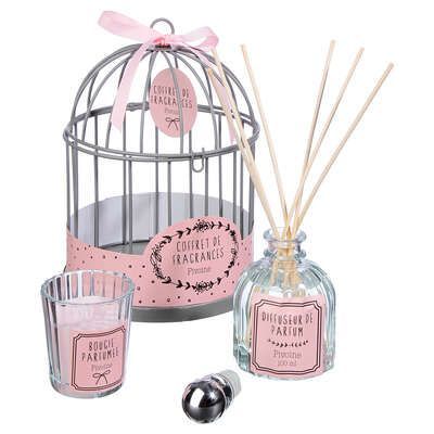 Set cadou colivie Lola lumanare / parfum / difuzor 13,5 x 19 cm 135347