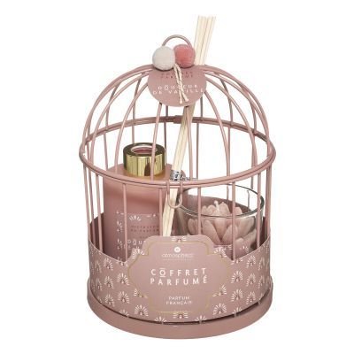 Set cadou colivie Lola lumanare / parfum / difuzor 13,5 x 19 cm 135347D