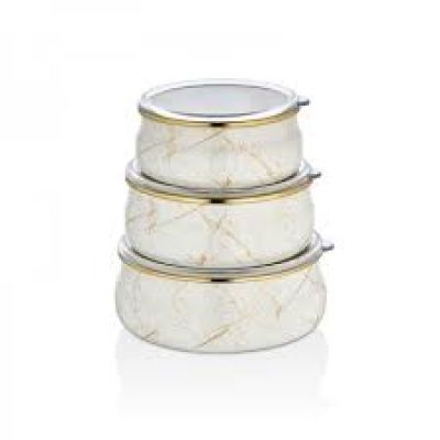 Set craticioare emailate cu capac 3pcs bej 14/16/18cm GM-003B