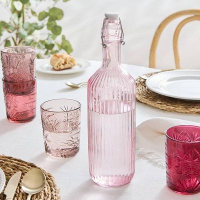 Set de 4 pahare joase Ayla 350 ml sticla roz 213949A