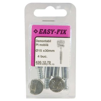 Set demontabil cu excentric FI 15X16 si tija autofiletanta 30 mm 4BUC PE Blister 23992