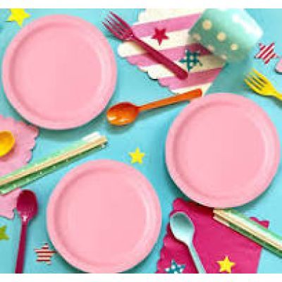 Set farfurii roz din carton 8 buc/pach Pz3114