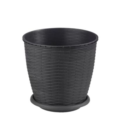 Set ghiveci + farfurie ratan 10+1 6L wenge Cri