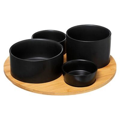 Set gustare din bambus negru din 5 piese 176917
