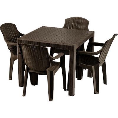 Set masa imitatie ratan WENGE+4 sacune INFINITY wenge Cri