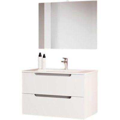 Set mobilier baie Ibiza80C F00 210EL Lamp906024 Baza suspendata 2 sertare lavoar 80cm carcasa alb