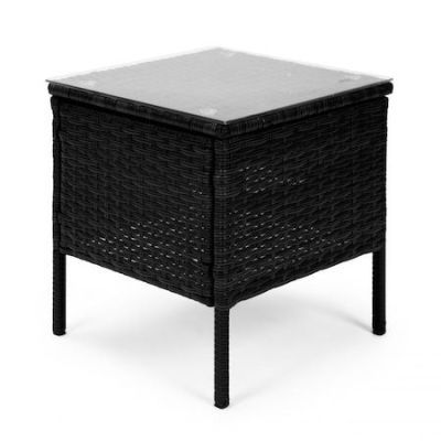 Set Mobilier pentru Gradina cu 3 Piese, 2 Scaune cu Perne si o Masuta de cafea, din Poliratan