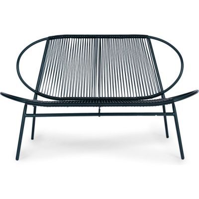 Set mobilier de gradina din ratan, scaune metalice, banca si masa neagra, XS-RTS108