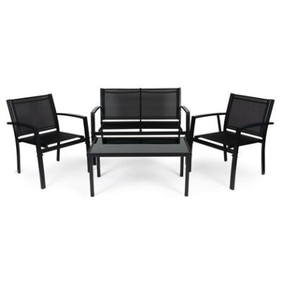 Set mobilier de gradina: masa, banca, scaune, metal FR-ITS020