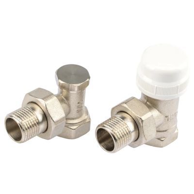 Set robineti coltar radiator cu cap termostat 1/2