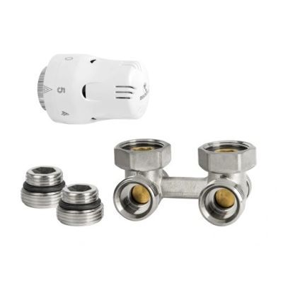 Set robineti coltar radiator cu cap termostat 1/2