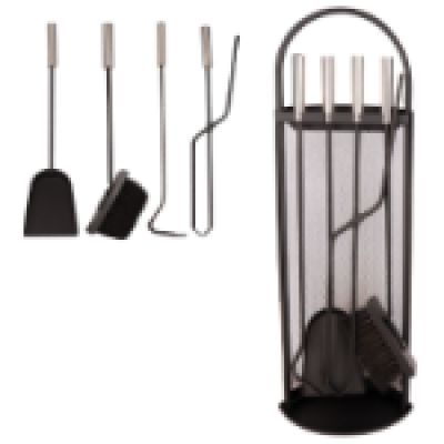 Set ustensile pentru semineu cu suport 4 piese 681842