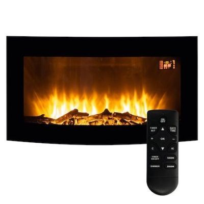 Semineu electric de perete curbat negru Fkk17