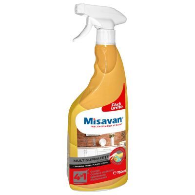 Solutie pentru curatarea multisuprafetelor, cu amoniac, Misavan 4 in 1, 0.75 L
