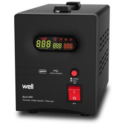 Stabilizator automat de tensiune cu releu 1000VA/600W, negru Well AVR-REL-GUARD1000-WL Stabilizator automat de tensiune cu releu 1000VA/600W, negru Well AVR-REL-GUARD1000-WL