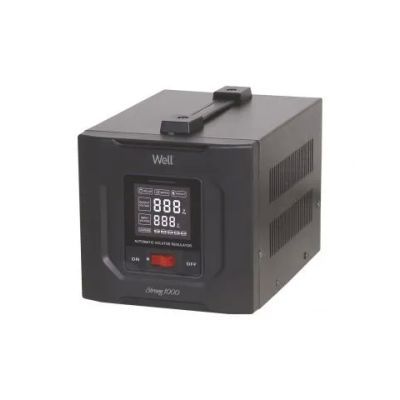 Stabilizator automat de tensiune cu servo motor 1000VA/600W Well Strong, negru Stabilizator automat de tensiune cu servo motor 1000VA/600W Well Strong, negru