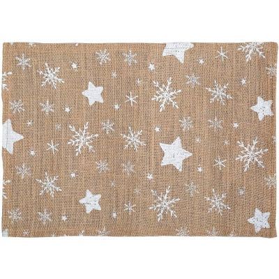 Suport pentru farfurii din iuta cu stelute albe 45 x 30 cm 175760