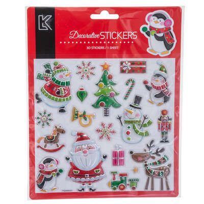 Stickere decorative cu Mos Craciun si motive de iarna 17,5 x 18 cm 162634