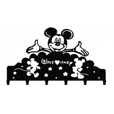 Suport chei Mickey Mouse 6 agatatoare 25*25 cm Negru Suport chei Mickey Mouse 6 agatatoare 25*25 cm Negru