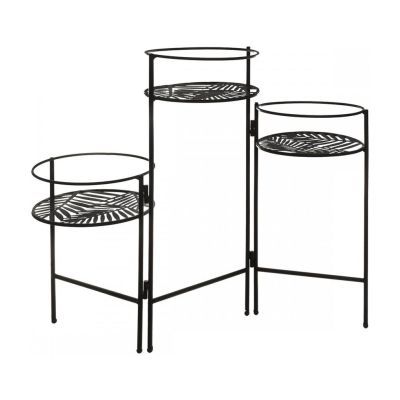 Suport metalic negru pentru 3 ghivece 49 x 22 x 66 cm 168554