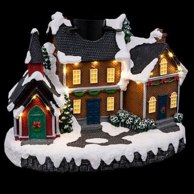 Suport pentru brad in forma de sat de Craciun iluminat cu LED 184423